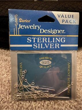 NWT Darice Premium 925 Quality Sterling Silver eye pins